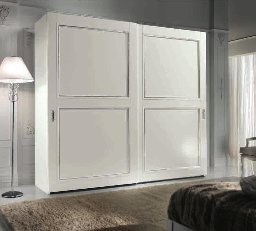 giselle014 collection articolo 4275/280 armadio 2 ante scorrevoli con specchi finitura bianco poro aperto wardrobe 2 sliding doors with