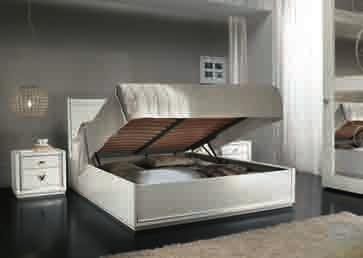 110 rete 180 x 200 articolo 4030/LIS/160 letto con testata legno e giroletto finitura bianco poro aperto particolari foglia argento bed with wooden headboard bed frame white open pore finish silver