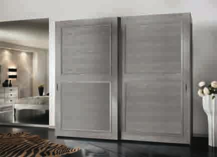 247 armadio 2 ante scorrevoli legno finitura grigio patinato argento poro aperto wardrobe 2 sliding wooden doors gray glossy silver open pore finish cm. l. 280 p. 66 h.