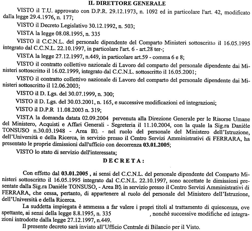 (D.D. 18 ottobre 2004 - Visto e registrato all'ufficio centrale del