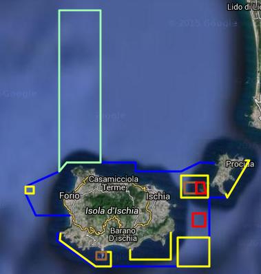 AREA DI PESCA la pesca a circuizione avviene su entrambi i versanti dei canali di Ischia e Procida.