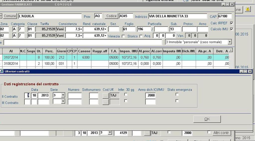 compilati erroneamente (in caso di più contratti di locazione per il medesimo