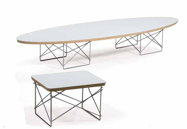 4 Charles Eames 4 Tavolini con struttura in acciaio inox, piano a