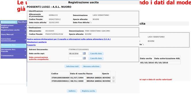 Registrazione delle movimentazioni Le uscite possono essere registrate