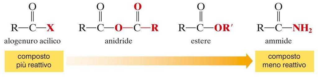 A partire dagli acidi carbossilici, con reagenti adeguati, si ottengono