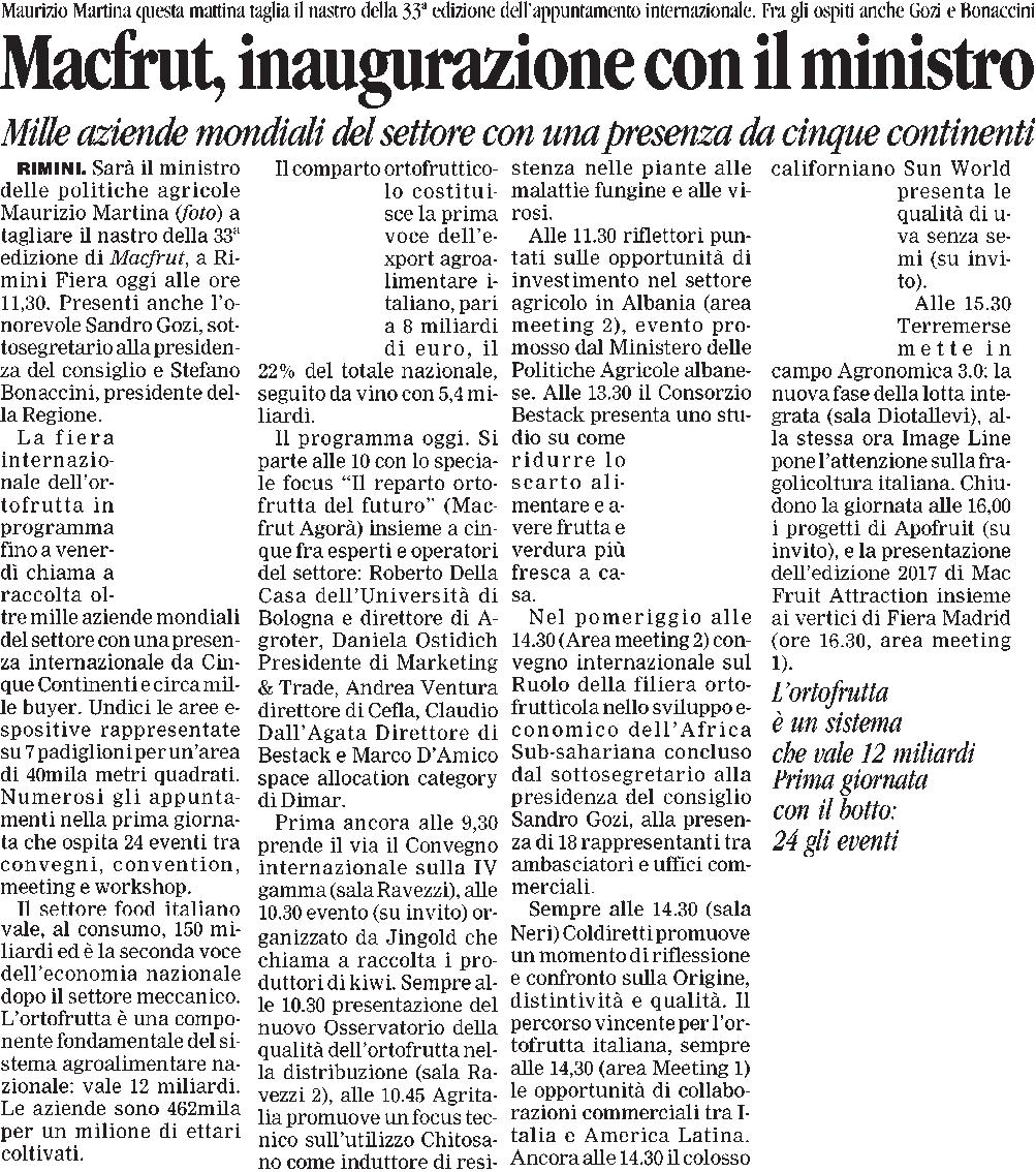 Corriere Romagna (ITA) 14 Settembre 2016 Paese: it Pagina: 8 Readership: 105000 Diffusione: 15000 Tipo media: