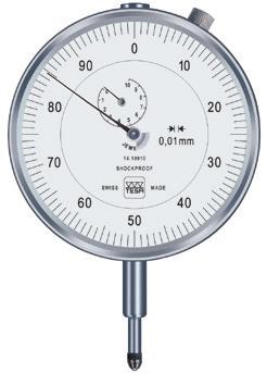 Comparatori analogici Quadrante Ø 82 mm Risoluzione 0,01 mm Comparatori di precisione 19,2 ø10 9 EN ISO 43 Norma del costruttore Quadrante girevole. Con bloccaggio. 0,01 mm 43 Cassa metallica.
