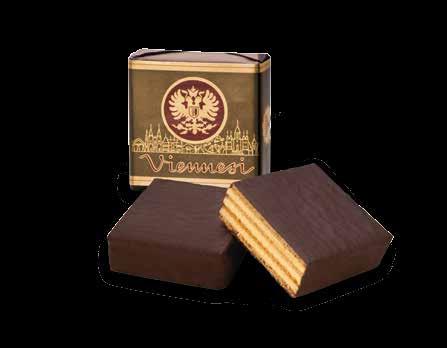 Thin wafer layers filled with fine vanilla cream and covered with exquisite extra dark chocolate.