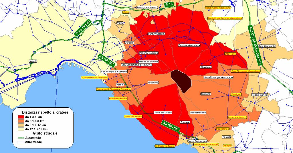 Individuazione dei cammini minimi stradali a piedi (vie di fuga) da alcuni comuni vesuviani ai nodi ferroviari di raccolta/smistamento della popolazione (5) Grafo stradale della zona