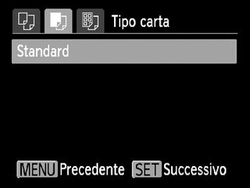 100 per scegliere [Imposta carta], quindi premere il pulsante m. Scegliere un formato carta.