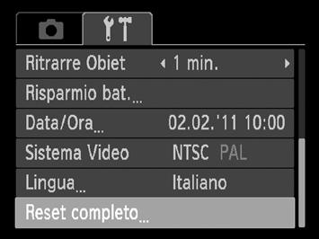 Ripristino delle impostazioni predefinite della fotocamera In caso di errore durante la modifica delle impostazioni, è possibile ripristinare le impostazioni predefinite della fotocamera.