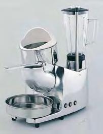 Coercial juice extractor, designed for the preparation of fruit and vegetable juices with automatic pulp ejection FEATURES Polished or painted light alloy cast motor housing Stainless steel bowl,