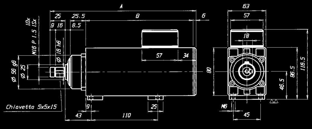 On request terminal box in B position with fixing holes on wide part.