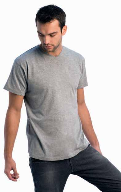 B&C Exact V-Neck T-shirt manica corta collo a V, 100% cotone preristretto ritorto ad anelli, tessuto tubolare. Sport grey: 8% cotone, 1% viscosa.