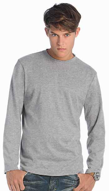 4 T-SHIRT BCTU00 B&C Exact 190 LSL T-shirt maniche lunghe, 100% cotone preristretto ritorto ad anelli, tessuto tubolare. Sport grey: 8% cotone, 1% viscosa. ST2140 p.