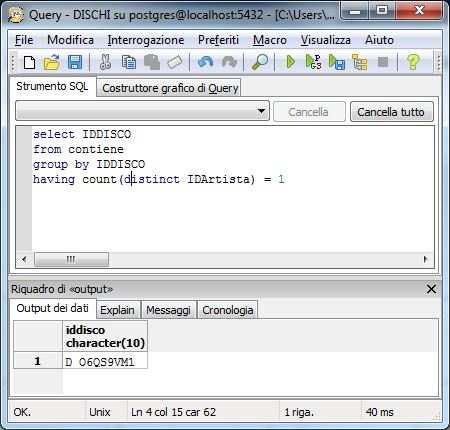 it SQL come DML: Esercitazione Query 7 i dischi in cui tutte le canzoni sono