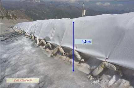 Figura 3-8 Dislivello tra superficie coperta da geotessile e non Tabella 3-6 Neve preservata grazie alla copertura estiva con geotessili nei quattro anni di sperimentazione Il Programma sperimentale