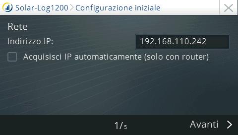 mediante Avvio Configurazione iniziale. Procedura: Dopo l'avvio del Solar-Log 2000 viene eseguita la selezione della lingua di sistema Fig.