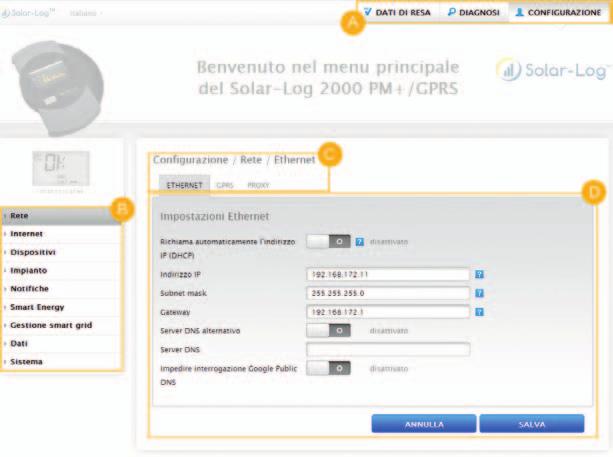 Messa in funzione 14.6 Comando del menu Browser Il menu Browser del Solar-Log si comporta come una pagina Internet.