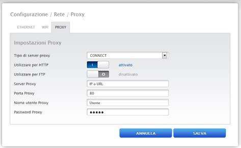 Menu Configurazione 16.5 Proxy Fig.: Impostazioni Proxy La funzione Proxy non è attivata nello stato di fornitura.