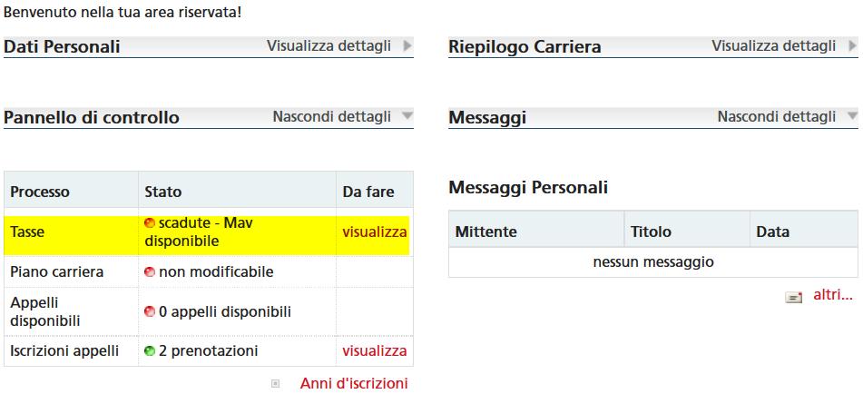 Seleziona la pagina home MyUniTo, per scaricare il bollettino di pagamento della tassa di passaggio.