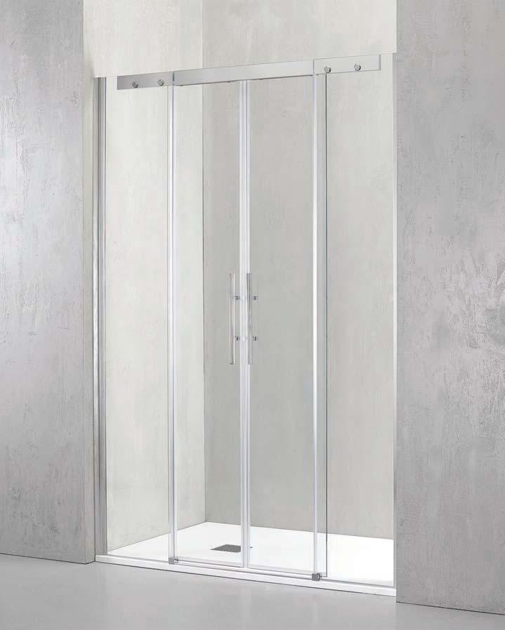 Double sliding door 56 Pluma Evo Parete doccia con doppia porta scorrevole per installazione in nicchia.