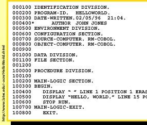 1959 Si forma il Comitato per i linguaggi di sistemi di dati e nasce il COBOL (Common Business Oriented Language).