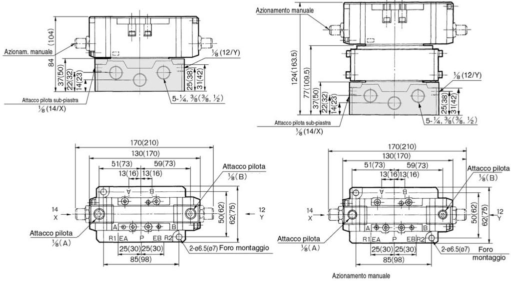 VSA7-6/VSA7-8 Azionamento pneumatico/dimensioni ISO q VSA7-6- FG -S- - YG