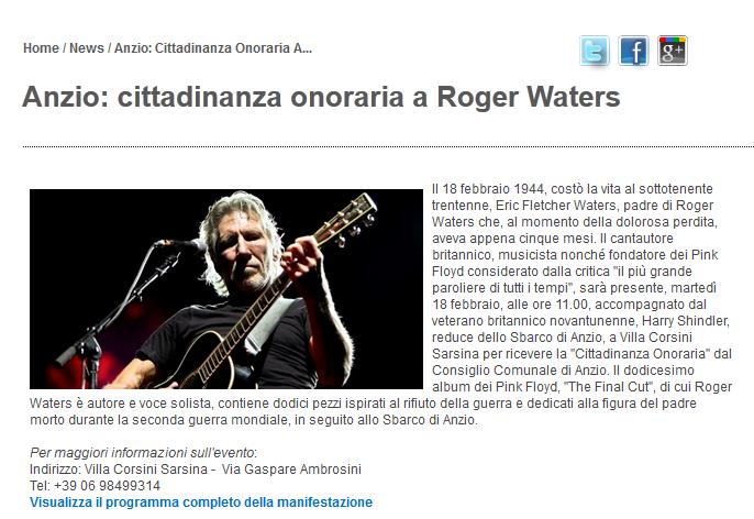 Automatic Metadata Extraction <XML> <DATETIME>19022014</DATETIME> <TITLE>Anzio: cittadinanza onoraria a Roger Waters</TITLE>