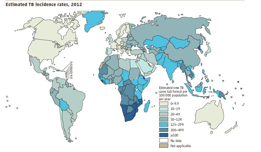 EPIDEMIOLOGIA Incidenza di TB abva nei Paesi di origine considerata: 2012, dad