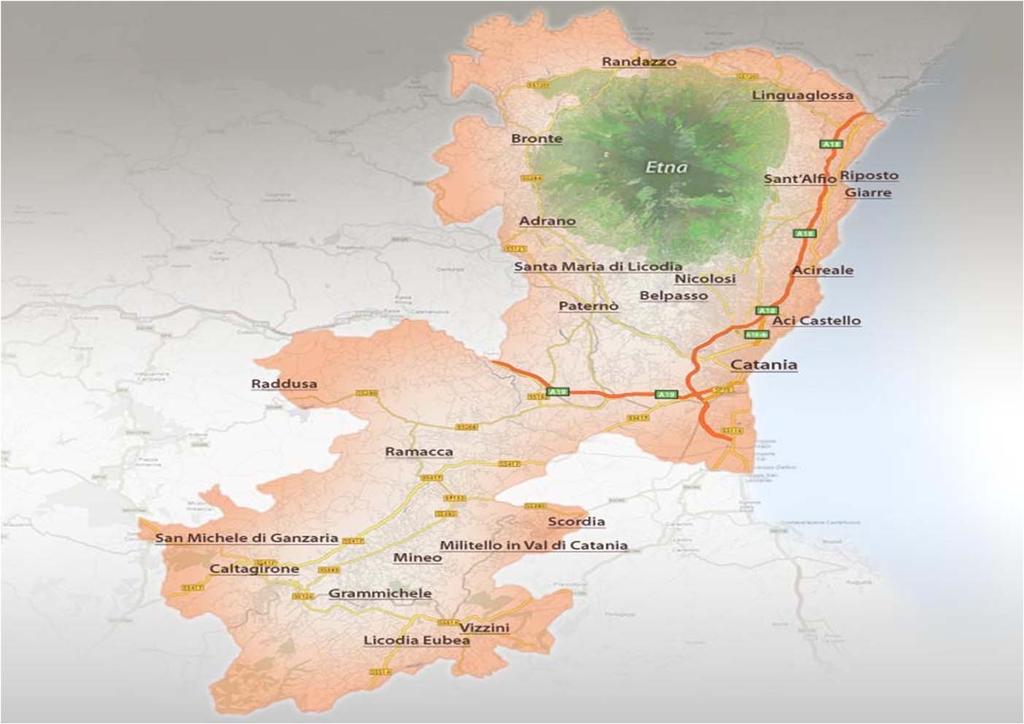 Territorio della Provincia di Catania Il Backbone sarà composto da tre