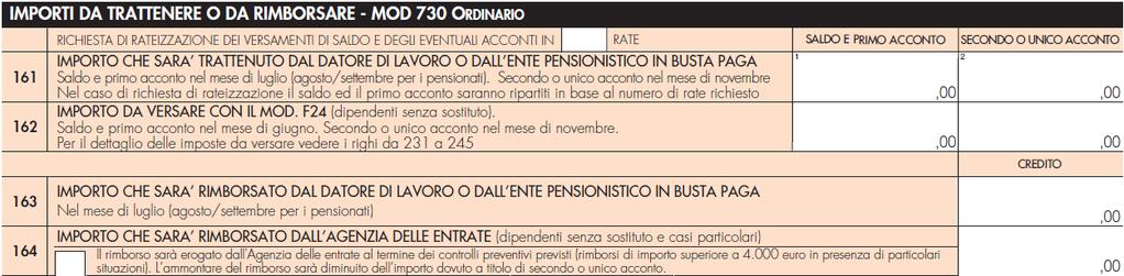 Dipendenti senza sostituto Risultato contabile 730 senza sostituto (730-3): debito da versare con F24