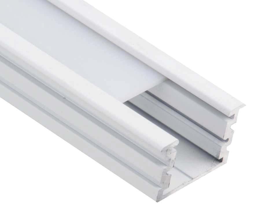 Profilo P09/ Profile P09 Profilo in alluminio verniciato bianco.la massima lunghezza del profilo è 3m./ White varnished aluminum profile. Maximum lenght profile is 3m.