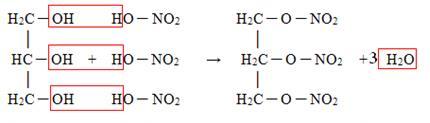 Usato anche nella fabbricazione di esplosivi, in quanto reagendo con l acido nitrico forma la nitroglicerina: Glicerolo acido nitrico nitroglicerina La nitroglicerina è un liquido inodore e incolore