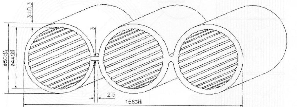 Tritubi Generalità Definiamo di seguito le caratteristiche tecniche e costruttive dei tritubi scanalati D 44/50 di colore nero, ottenuti per estrusione di polietilene ad alta densità, da utilizzare