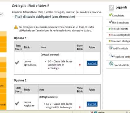 Per i laureati presso altri atenei occorre inserire i dati relativi alla laurea posseduta: opzione laurea specialistica opzione laurea magistrale