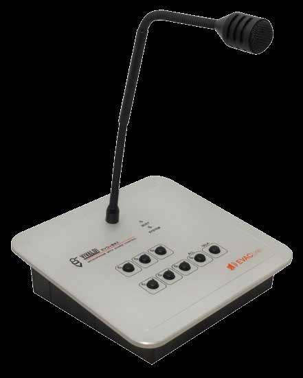 SISTEMI DI EVACUAZIONE EVO+B6Z BASE MICROFONICA DA TAVOLO 6 ZONE Base microfonica digitale da tavolo a 6 zone. Dotata di pulsante push-to-talk per chiamate alle zone.