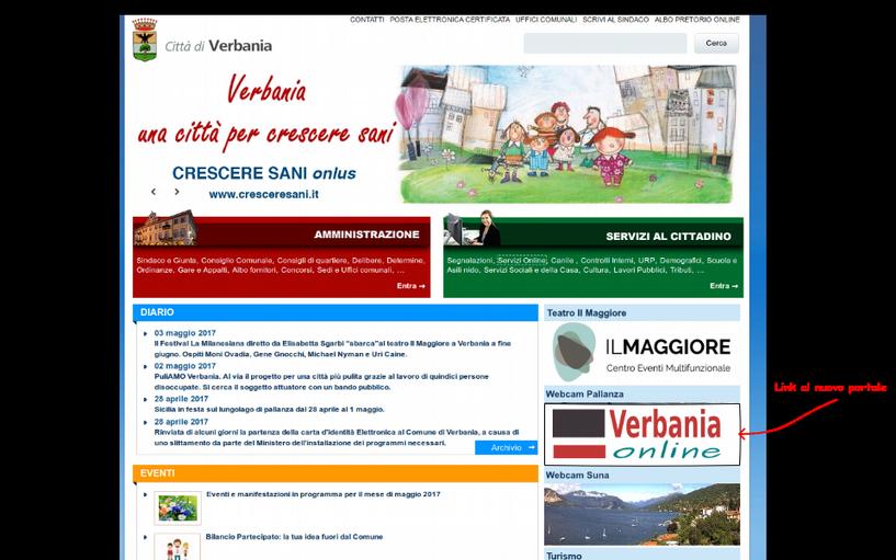 Verbania Online: mockup Il portale dedicato sarà evidenziato nell