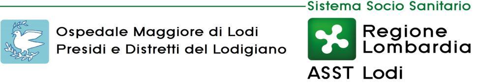 AZIENDA SOCIO SANITARIA TERRITORIALE DI LODI Via Fissiraga n. 15 26900 LODI C.F. e Partita I.V.A. 09322180960 U.S.C. / U.S.S. / SERVIZIO Acquisti e Patrimonio Progressivo Ufficio N.