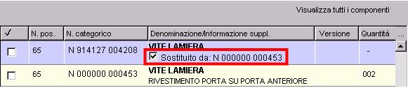 La presenza di un sostituto per un dato Ricambio è riportata sotto la descrizione nell elenco Ricambi a sinistra del disegno Caratteristiche prodotto (4/4) Particolarità Prodotto sostituito