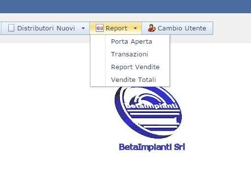 Posizionando il mouse su Report si apre il menù a tendina da cui è possibile selezionare i diversi sottomenù.