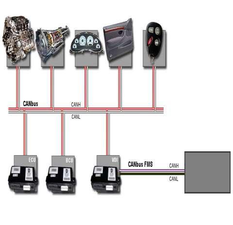 Motore Cambio Consumi Porte Altro Dispositivo Controllo Controllo Gateway motore dispositivi interni FMS Fig. 13 - Circuito conessione al bus CAN FMS 5.6.