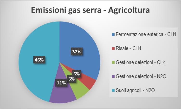 Le emissioni di gas serra dell agricoltura Dal 1990 al 2012-16% Bovini: > 50%