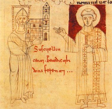 Essi avrebbero ripristinato una chiesa e un oratorio già esistenti (Chronicon Vulturnense Monaco Giovanni, Biblioteca apostolica vaticana, 1130 ca.).