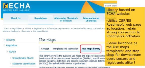 MAPPE D USO L ECHA ospita, a partire da Ottobre 2016, nel proprio sito web le mappe d uso in forma di database anche se il loro popolamento è appena iniziato.