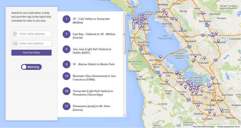Best Practice RidePal, servizio di trasporto per dipendenti azienzali dalla propria abitazione al posto di lavoro, al momento attivo nella città di San Francisco, USA.