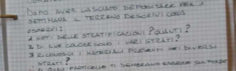 riposare il cilindro per una giornata. Questa esperienza viene messa in opera subito in modo da poter fare la lettura la lezione successiva.