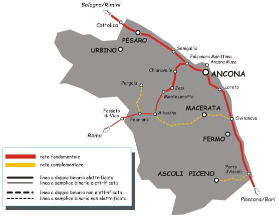 Ascoli Piceno/Porto d Ascoli di 28 km. Linea a semplice binario, non elettrificata, esercita a Dirigenza Locale. La velocità media è di circa 75 km/h. Sono presenti 9 stazioni.