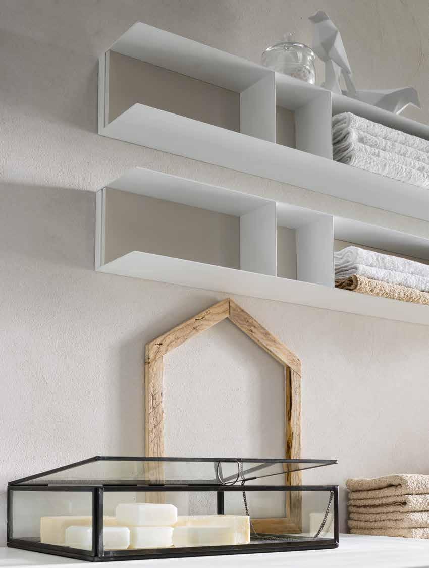 olmo naturale ARCOM BATHROOM Painted metal shelves Le pareti sono spazi che, con gli elementi giusti, aumentano il senso pratico ed estetico di tutto l ambiente.