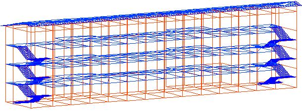 Figura 48: Il modello strutturale del corpo D Il modello strutturale tridimensionale è illustrato
